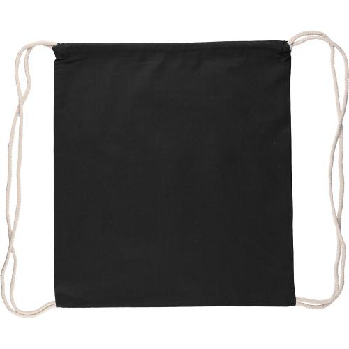 Oeko-Tex pamut tornazsák, 140 g/m2, fekete