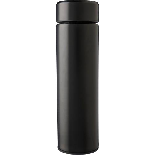 Duplafalú, rozsdamentes acél termosz, 425 ml, fekete