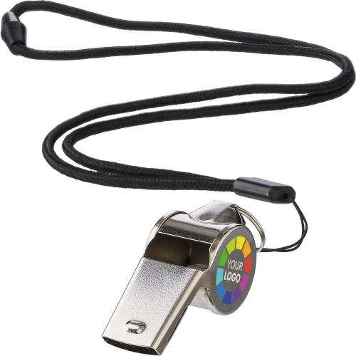 Fém síp akasztóval, ezüst