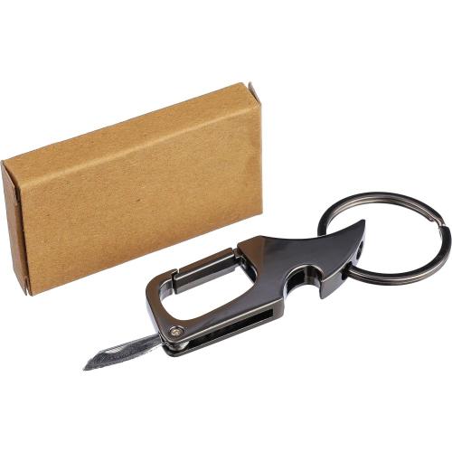 Karabineres kulcstartó, sötétszürke