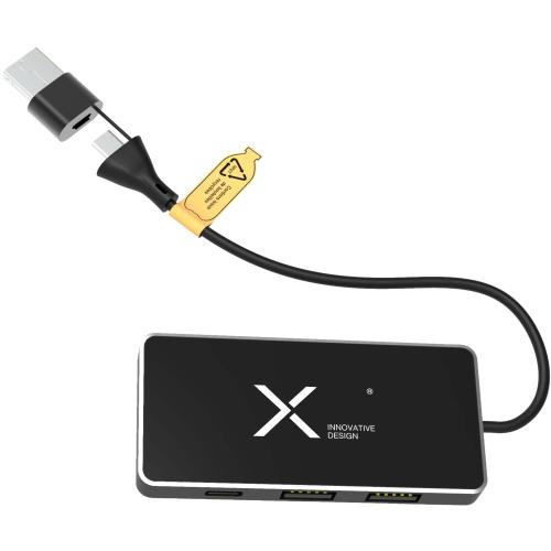 SCX H20 8-in-1 USB elosztó dupla bemenettel és 6 port, fekete