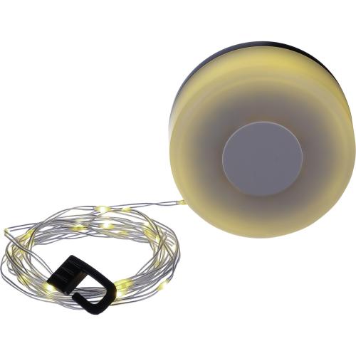 ABS kempinglámpa fényfüzérrel, fekete