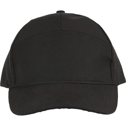 7 paneles poliészter baseballsapka, fekete