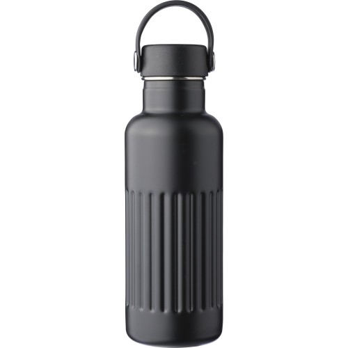 Duplafalú újraacél palack, 500 ml, fekete