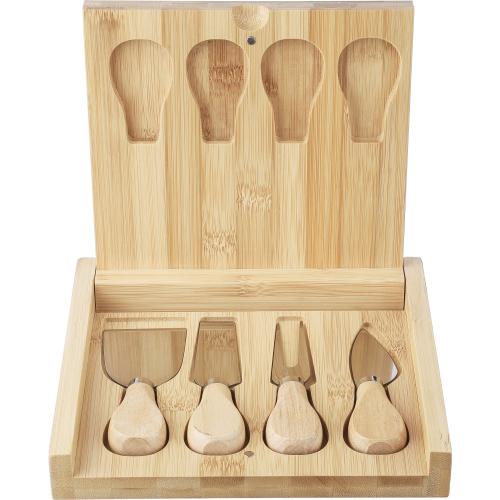 Bambusz sajtvágó készlet, barna