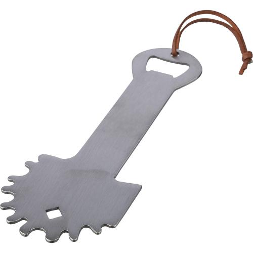 Barbecue tisztító és üvegnyitó, rozsdamentes acél, ezüst