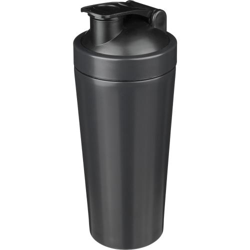 Újraacél sportpalack és shaker, szimplafalú, 750 ml, fekete