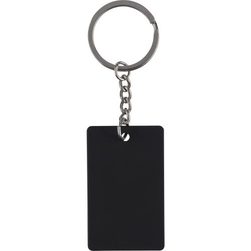 Újraacél négyszög kulcstartó, fekete