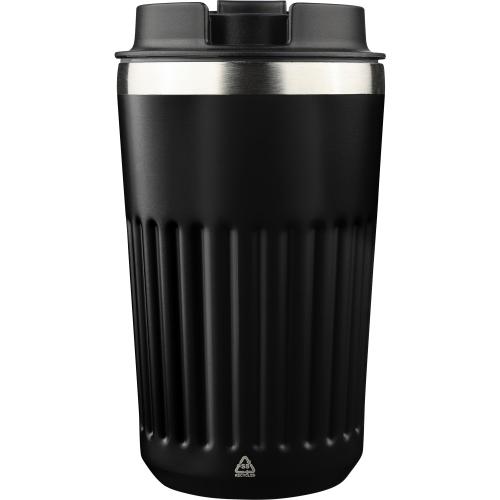 Duplafalú újraacél utazópohár, 400 ml, fekete