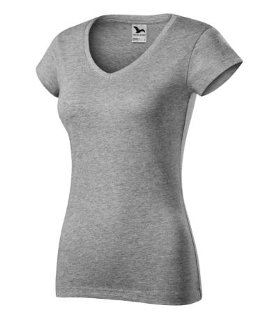 Fit V-neck sötétszürke melírozott M