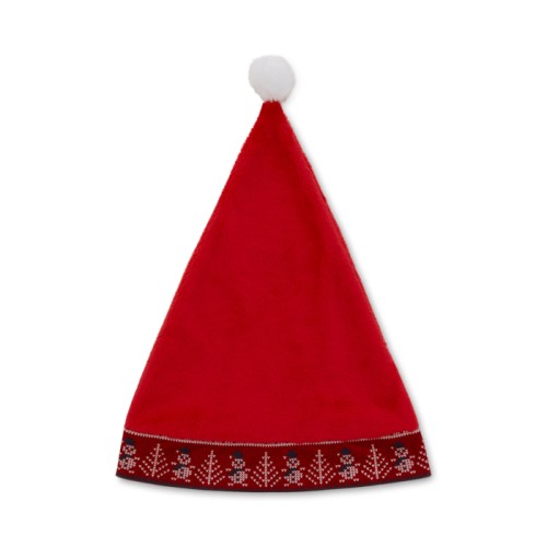 Piros bolyhos mikulássapka szublimált aljjal.