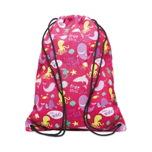 220 g vastag poliészter húzózsinóros táska, élénk színű dizájnokhoz