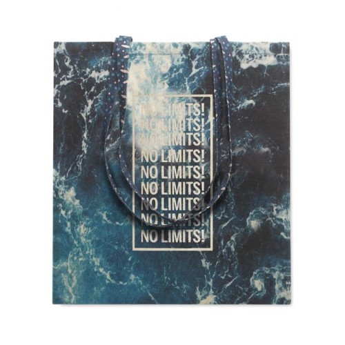 Fogyasztás előtti újrahasznosított pamut bevásárlótáska hosszú fülekkel (38x42 cm).