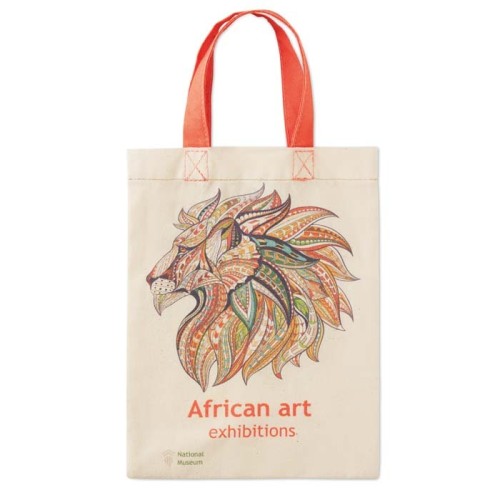 Pamutvászon táska rövid fülekkel (19x25 cm).