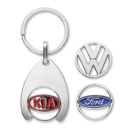 Patkó alakú bevásárlókocsi-érmés kulcstartó zománcozott, nyomtatott és egyedi formájú öntött érme opcióval