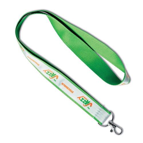 Poliészter nyakpánt szitanyomott szatén réteggel.