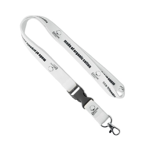 Levehető csatos, biopamut szitanyomott nyakpánt.