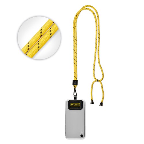 Keresztpántos 2 színű zsinóros poliészter telefontartó