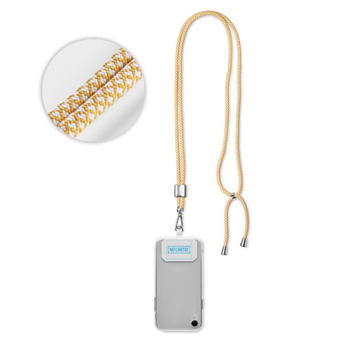 Keresztpántos, divatos 2 színű zsinóros poliészter telefontartó