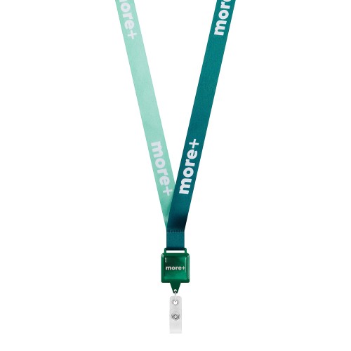 Szublimációs poliészter nyakpánt, négyzet alakú, logózott kártyatartóval.