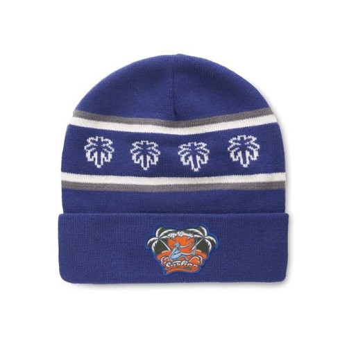 Egyedi mintás, akril jacquard mandzsettás kötött sapka.