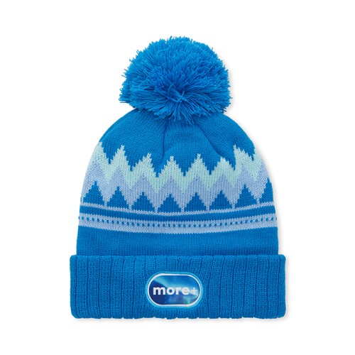 Egyedi mintás, RPET jacquard kötött sapka 3x1 bordás mandzsettával és pomponnal.