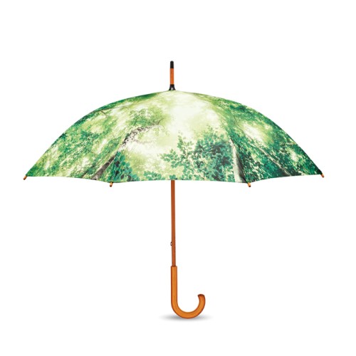 ⌀102cm/23″ esernyő fa rúddal, hajlított fa markolattal.