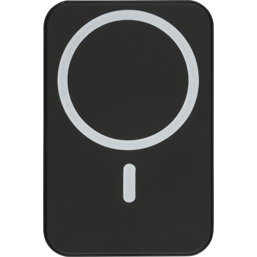Újrahasznosított, vezeték nélküli powerbank, 10 000 mAh, fekete