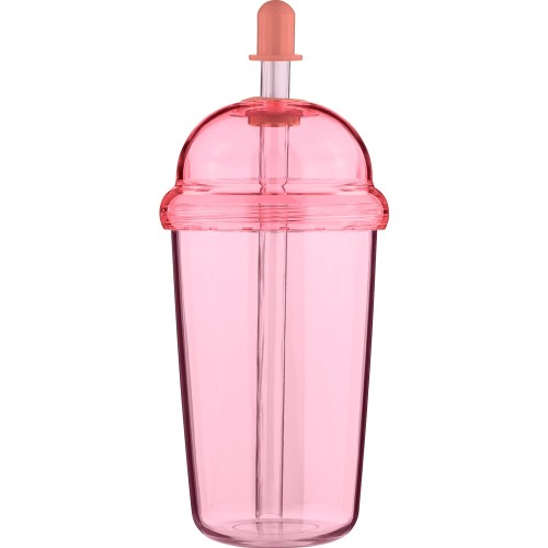Szívószálas útipohár, 500 ml, rózsaszín