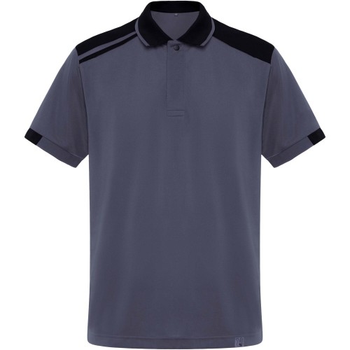Roly Samurai antibakteriális galléros póló, Lead, Black, 3XL