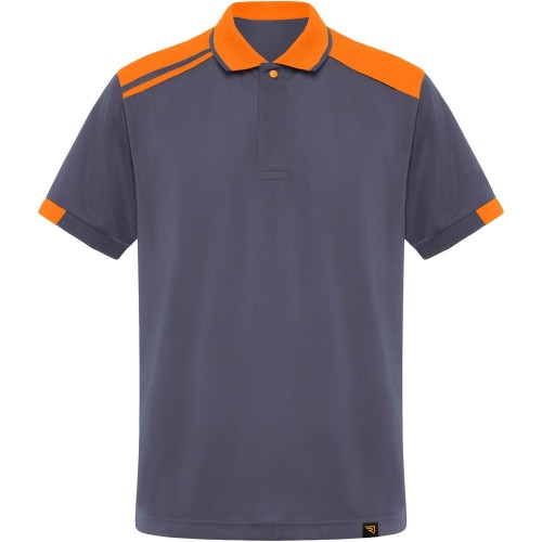 Roly Samurai antibakteriális galléros póló, Lead, Orange, L