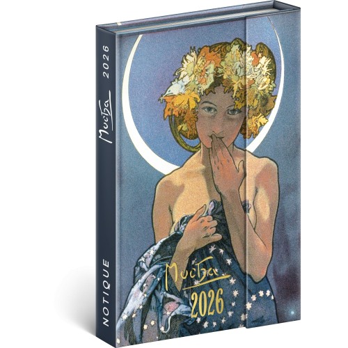 Mágnessel záródó agenda Alphonse Mucha 2027, 11 × 16 cm
