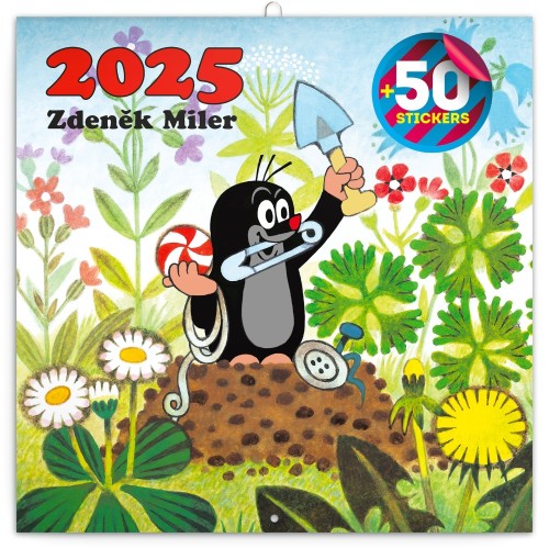 Lemeznaptár The Little Mole 2027, DIY: 50 stickers, 30 × 30 cm