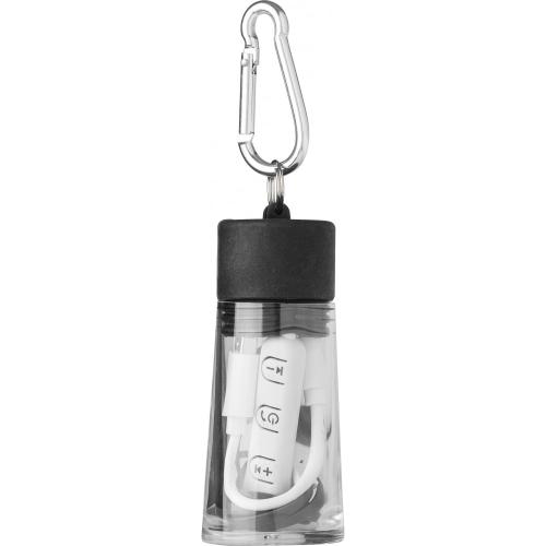 Bluetooth fülhallgató tartóval, fekete