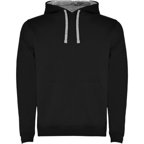 Roly Urban férfi kapucnis pulóver, Solid black, Marl Gr, L