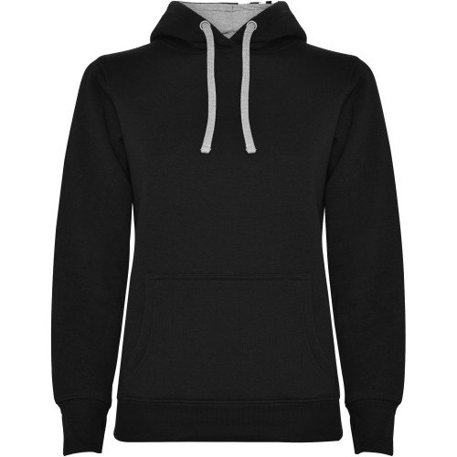 Roly Urban női kapucnis pulóver, Solid black, Marl Gr, S