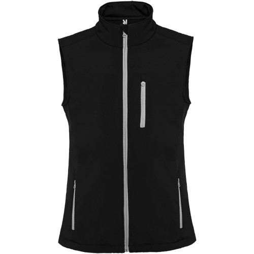 Roly Nevada uniszex softshell mellény, Solid black, XL