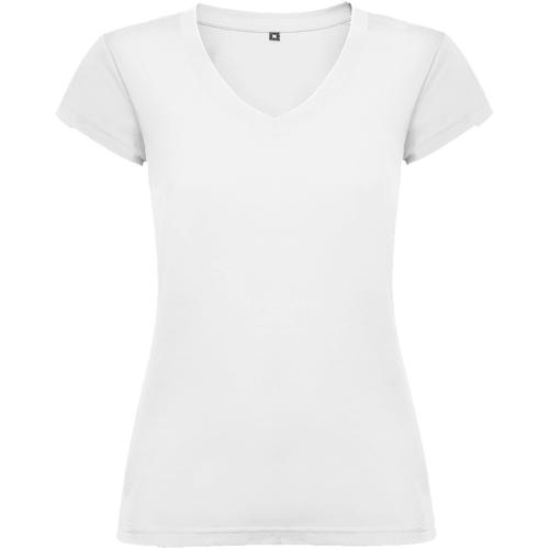 Roly Victoria női V-nyakú pamutpóló, White, 2XL