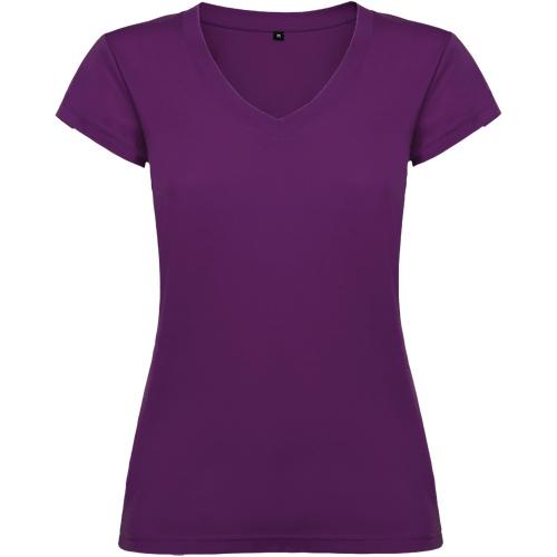 Roly Victoria női V-nyakú pamutpóló, Purple, 3XL