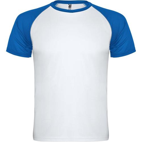 Roly Indianapolis rövid ujjú gyerek sportpóló, white, royal blue, 4