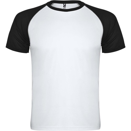 Roly Indianapolis rövid ujjú gyerek sportpóló, white, solid black, 8