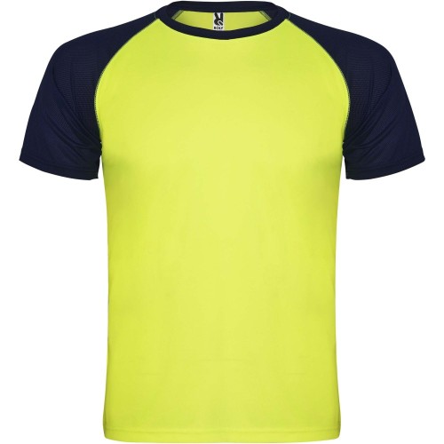 Roly Indianapolis rövid ujjú gyerek sportpóló, fluor yellow, navy b, 12