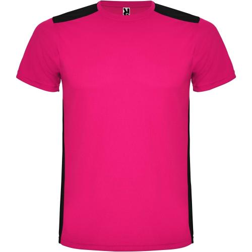 Roly Detroit rövid ujjú gyerek sportpóló, fuchsia, solid black, 4