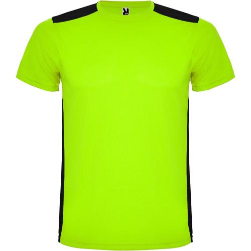 Roly Detroit rövid ujjú gyerek sportpóló, lime, solid black, 12