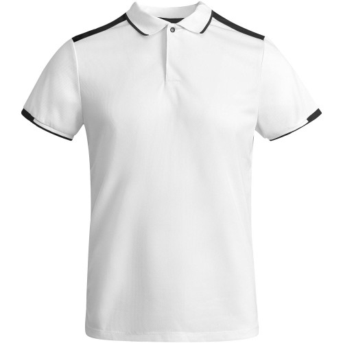 Roly Tamil rövid ujjú férfi sportpóló, white, solid black, S