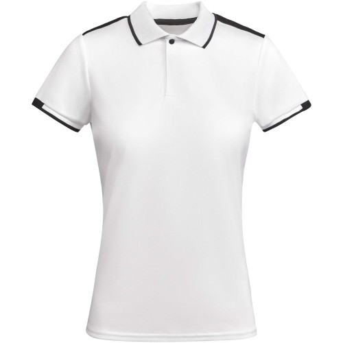 Roly Tamil rövid ujjú női sportpóló, white, solid black, M
