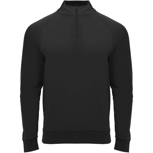 Roly Epiro hosszú ujjú negyed cipzáros uniszex pulóver, solid black, S