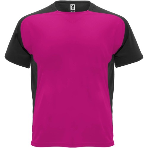 Roly Bugatti rövid ujjú uniszex sportpóló, fuchsia, solid black, S