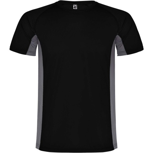 Roly Shanghai rövid ujjú férfi sportpóló, solid black, dark le, 2XL