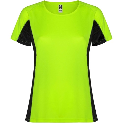 Roly Shanghai rövid ujjú női sportpóló, fluor green, solid b, 2XL
